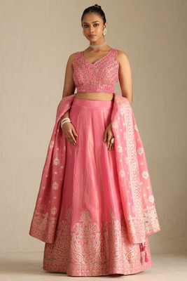 soch Embroidered Stitched Lehenga Choli(Pink)