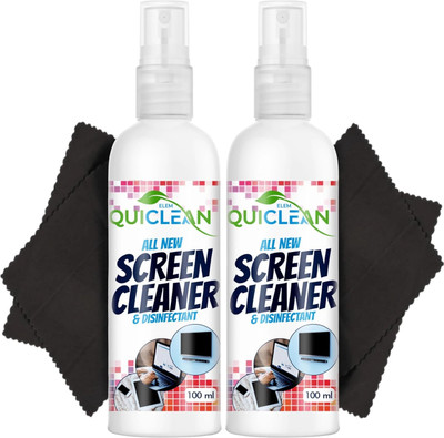 QUICLEAN Screen & Lens Cleaner with 2 Lens Cloth for Computers, Mobiles & specs |PCK of 2  Lens Cleaner(200 ml, NA inch, Pack of 1)