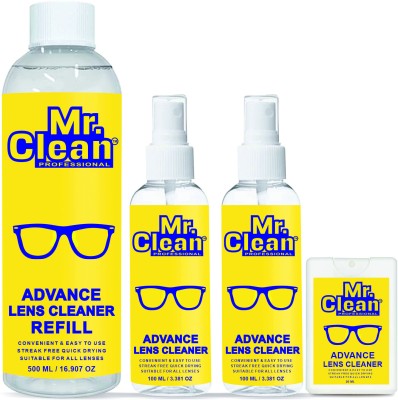 MCP Lens Cleaner 500ml + 100ml(Pack of 2)+(20ml) for Eyeglasses, Sunglasses  Lens Cleaner(650 ml, 6 x 7 inch, Pack of 4)