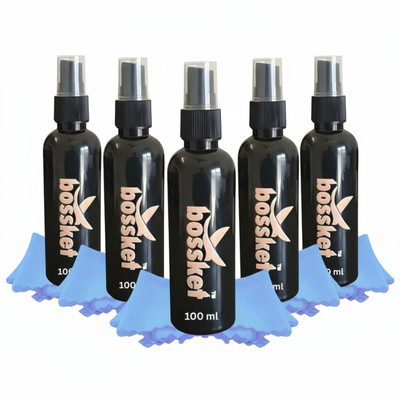 Bossket Eyeglass Cleaner Sprays(100ml each)+2 Microfiber Clothes,for Laptop  Lens Cleaner(500 ml, 6 inch, Pack of 5)