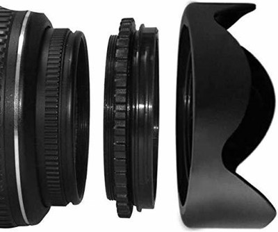 MILLETS 55mm Lens Hood Screw Mount Petal Crown Flower Shape for ALPHA 18-55MM LENS  Lens Hood(127 mm, Black)