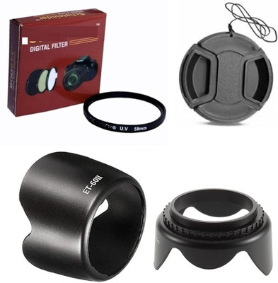 SUPERNIC Flower Lens Hood with Lens Cap 58mm Lens UV Filter Compatible with camera  Lens Hood(55 mm, Black)