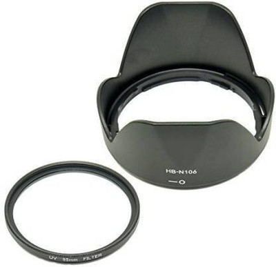 MILLETS HB-N106 Lens Hood with 55mm saftey uv for nikon 18-55mm f/3.5-5.6G VR AF-P DX  Lens Hood(55 mm, Black)