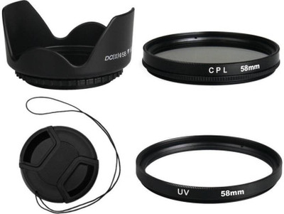 MILLETS FK_combo 58MM HOOD CAP UV CPL  Lens Hood(58 mm, Black)