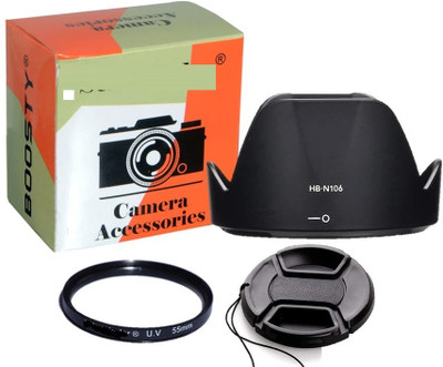 SUPERNIC HB-N106 Bayonet Lens Hood + 55mm UV and 55mm Lens Cap  Lens Hood(55 mm, Black)