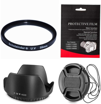 Schsteindar COMBO forCanon EOS 1100D,1200D,1300D,1400D,1500D,2000D for 18-55MM Lens 55-250MM  Lens Hood(58 mm, Black)
