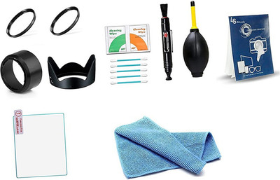 FND 12 in 1 Combo Cleaning Kit for Canon 200D II 18-55 is STM & 55-250 is STM  Lens Hood(55 mm, Black)