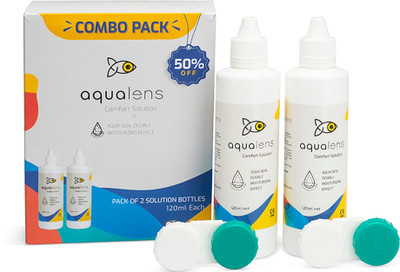 Aqualens (Pack of 2-360 ml each) with 2 lens case Solution(720 ml)
