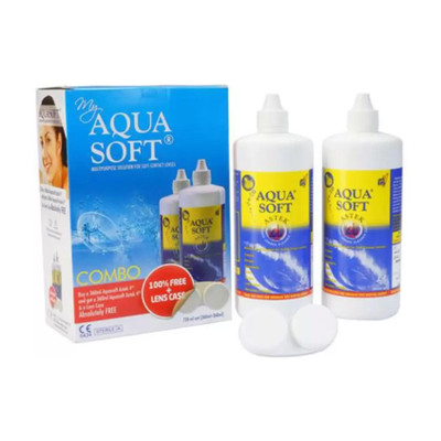 AQUASOFT Combo Pack (360ml+360ml) Multi Purpose Contact Lens Solution(720)