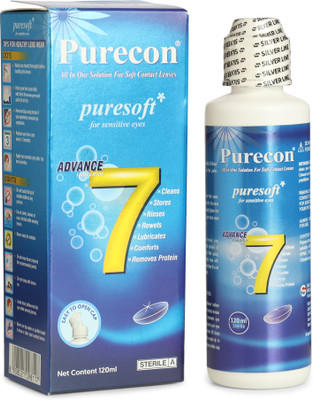 Purecon Puresoft All in one multipurpose contact lenses cleaning solution(120 ml)