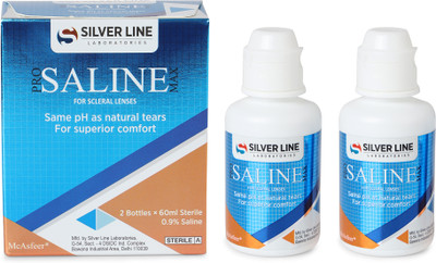Silver Line Laboratories Pro Saline Max for Scleral Lenses (60 ml x 2 Bottles) Cleaning solution for Scleral Lenses(120 ml)
