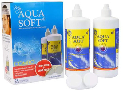 AQUASOFT Multipurpose Solution For Soft Contact Lenses Combo Pack (360ml+360ml) LENS SOLUTION(720 ml)