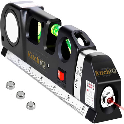 KITCHIQ Multipurpose Laser Level Kit - Standard Cross Line Leveler Beam Tool With Rulers ABS Material for Picture Hanging cabinets Tile Walls Non-magnetic Line Level(10 cm)