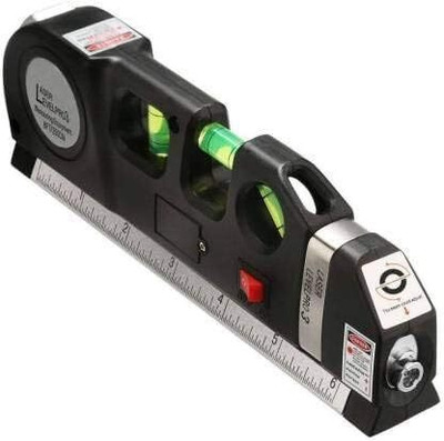 SKYVOKES ABS Laser Level Line Tool Kit with 8ft/2.5M Metric Rulers, Cross Beam ABS Laser Level Tool Kit with Ruler & Tape Measure for Home Magnetic Line Level(21 cm)