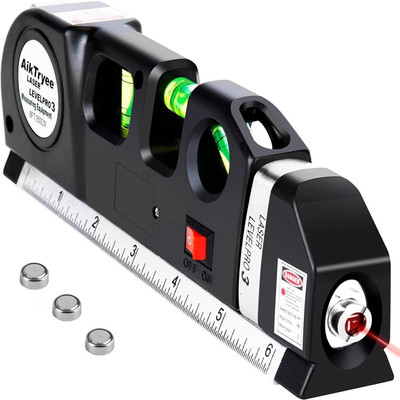 AQUABUCKET Multipurpose Laser Level Kit Standard Cross Line Laser level Laser Line Multipurpose Laser Measure Tool, Spirit Level Standard Metric Ruler Laser Non-magnetic Line Level(30 cm)
