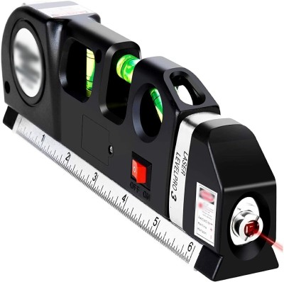 Hukimoyo Laser Leveler Tool Multipurpose Level Laser Measuring Tape with Ruler, 3 Mode Laser with Bubbles Vertical Horizontal Multifunction Leveler Tool Non-magnetic Line Level(18.5 cm)