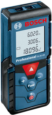 BOSCH GLM 40-12 Professional Laser Distance Measurer | Versatile Measuring Device Laser Class 2, Range up to 40 m, ±0.15 m| Memory Function, IP54 Rated Non-magnetic Electronic Level(4000 cm)