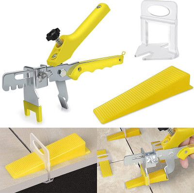 Flemigo Tile Leveling System 300-Piece Tile Spacers Clips and 100-Piece Reusable Wedges Non-magnetic Line Level(4 cm)