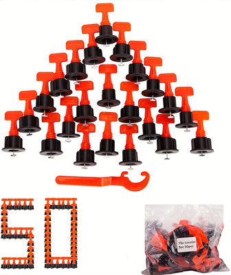 RanPra Tile Leveling System 50 PC Kit With Special Wrench (Suitable for 3mm-25mm) Non-magnetic Engineer's Precision Level(22.8 cm)