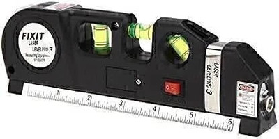 Viratretail Level Laser Plastic Horizon Vertical Measure Tape Aligner Bubbles Ruler Multifunction Leveler Tool (Black) Magnetic Line Level(0.5 cm)