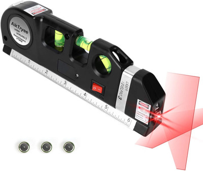 nunki trend Laser Measurement Tool, Horizon Vertical Measure Tape Ruler Tape,Straight line Aligner Bubbles Leveler (Black)(1 Pc) Laser Measurement Tool Non-magnetic Torpedo Level(12 cm)