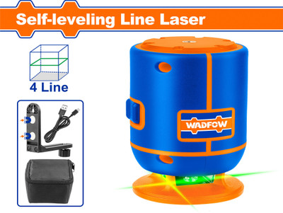 Wadfow Self-leveling Line Laser | 1* 360° Horizontal 4 Lines | Green Laser Beams | Laser Gain Function | Non-magnetic Line Level(20.8 cm)