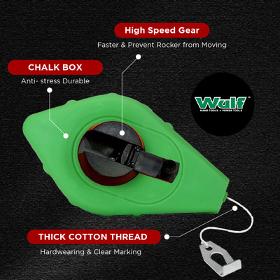 Wulf Chalk Line Reel Set for Carpenter, Brick Layer Leveller with Marker Pencil Non-magnetic Line Level(30 cm)