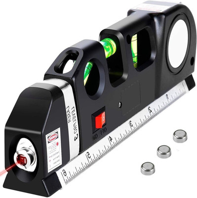AQUABUCKET Laser level Laser Line leveler Beam Tool with Metric Rulers Multipurpose Level Laser Horizon Vertical Measure Tape Aligner Bubbles Ruler Non-magnetic Line Level(30 cm)