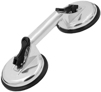 Flemigo 2 Cups Aluminium Suction Lifter/ Glass Carrying Handle Lifter (Silver) 22 cm Lever Tool(22 cm)