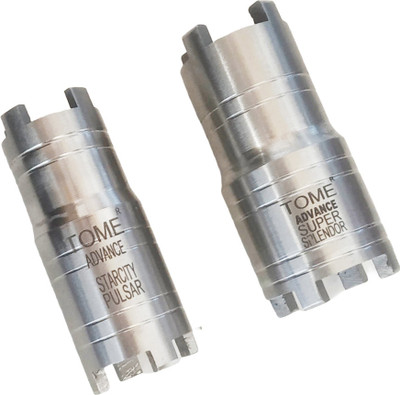 TOM ORIGINAL MULTIBIKES CLUTCH NUT SET (1 x SUPER SPLENDOR, 1 x PULSER / STAR CITY) SPANNER HARDNED AND TEMPERED MADE ON CNC MACHINE Lever Tool(6.5 cm)