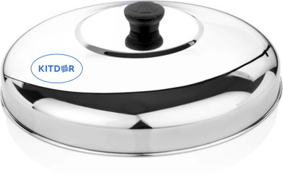 Kitdor Steel Lid with Knob Extra Deep, Medium Size - 26.5 cms | Stainless Steel Cover 10.4 inch Lid Set, Pack of 1(Stainless Steel)