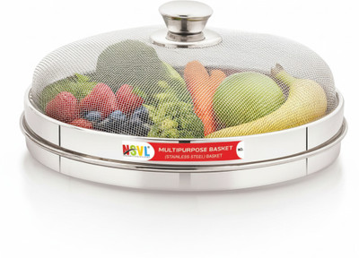 NSVL Stainless Steel Fruit/Vegetable Covering lid |Colander Basket|Multi Purpose 10 inch Lid, Pack of 1(Stainless Steel)