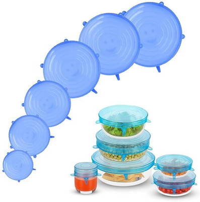 Prime Avtar Silicone Stretchable Lids,Reusable Silicone Lids Food And Bowl Covers 4 inch Lid Set, Pack of 6(Silicone)