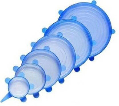 diyora Microwave Safe Silicone Stretch Lids reusable Flexible Covers for Bowls,Cans K6 2.6 inch, 3.8 inch Lid Set, Pack of 6(Plastic)