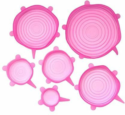 Sai Enterprises Reuseable Flexible Expandable Silicon Stretchable Lids For Containers 8.1 inch Lid Set, Pack of 6(Silicone)