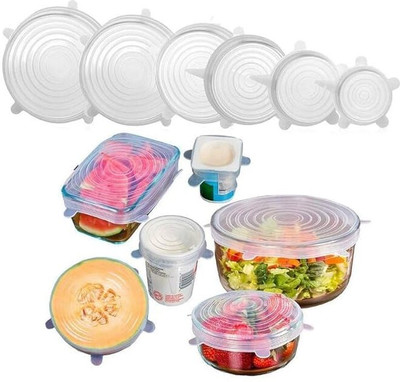 rutvik Silicone Lid Set of 6 – Reusable Stretchable Food Covers for Bowls 12 inch Lid Set, Pack of 6(Silicone)