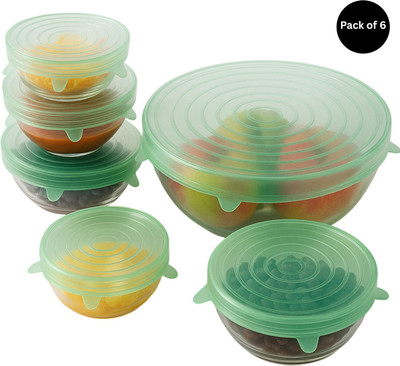 ApproxZero Multipurpose Reusable Silicone Food Covers (6 Pcs) 8 inch Lid Set, Pack of 6(Silicone)