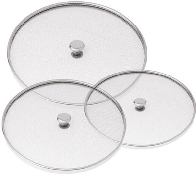 KUBER INDUSTRIES Stainless Steel Food Cover/Milk cover Jali/Steel Jali/Multipurpose Net Lid Set of 3 Pcs (10 & 11 & 12 Inches) Code-Net37 7 inch Lid, Pack of 3(Steel)