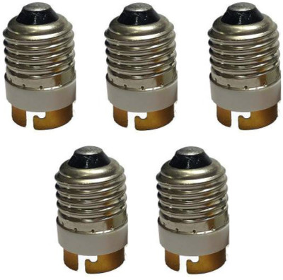 DECOBELL 5 Pcs Lamp Holder Converters E27 To B22 LED Halogen CFL Light Bulb Lamp Adapter Lamp Bases Anti-burning Anti-aging Plastic, Aluminium Light Socket(Pack of 5)