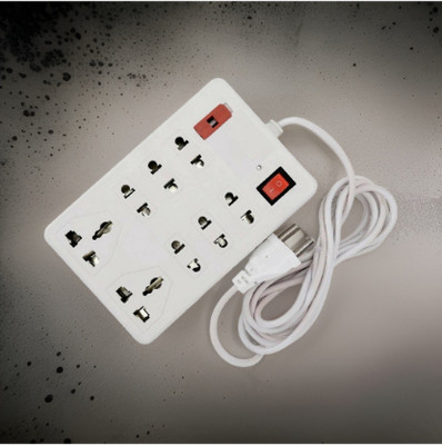 TOOLART Pin Extension Cord 8 Socket Extension Boards (White, 2 m) pia55 8 A Two Pin Socket