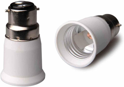 M2 LOOK B22 to E27 Bulb Convertor Lamp Base Socket, Bulb Adapter White Pack of 2 Pieces Plastic Light Socket(Pack of 2)