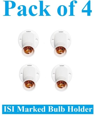 Sauran Pack of 4 Angle Bulb Batten Lamp Holder For Wall (ESP78) Plastic Light Socket(Pack of 4)