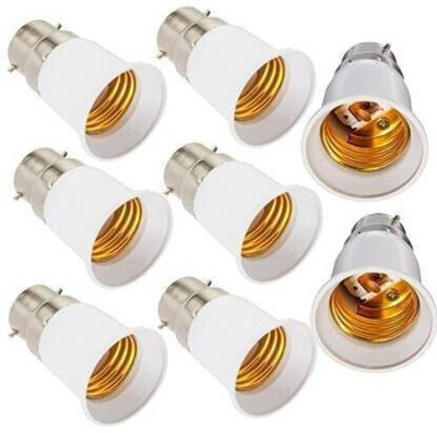 GLOWIS New B22 To E27 Lamp Base Led Bulb Converter Adapter Ceiling Fan Light NBulbs Socket For Bluetooth Smart Bulb,8Pcs Plastic Light Socket(Pack of 8)