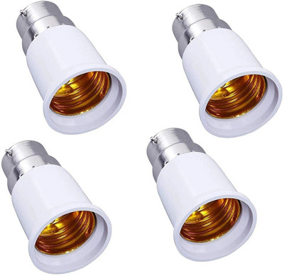 REHTRAD B22 to E27 Base Socket Ceramic Lamp Holder Light Bulb Adapter Set of 4 - White Plastic Light Socket(Pack of 4)