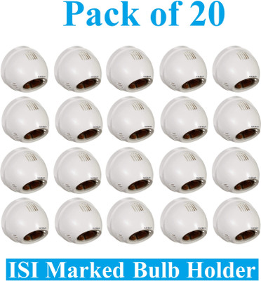 Sauran Pack of 20 Round Angle Bulb Holder for Domestic and Commercial Use (ESP75) Plastic Light Socket(Pack of 20)