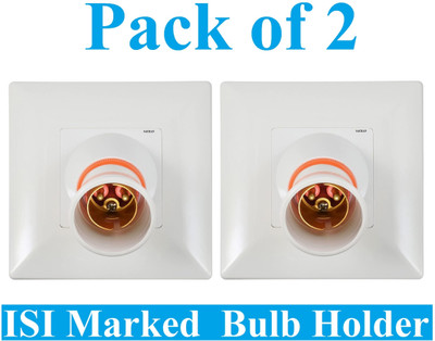 Sauran Pack of 2 Modular Angle Bulb Holder Poly-Carbonate for Home, Office (ESP76) Plastic, Brass Light Socket(Pack of 2)