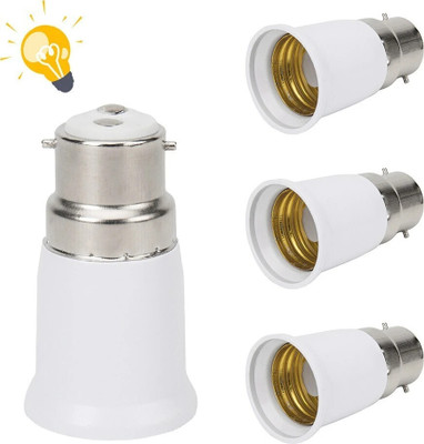HVG TRADERS B22 to E27 Screw Base Socket Lamp Holder Light Bulb Extender Converter Adapter 4 Pieces White Color Plastic Light Socket(Pack of 3)