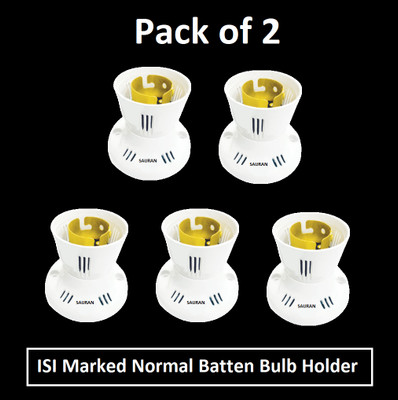 Sauran Pack of 5 ISI Marked Normal Batten Bulb Holder (EAP168.2) Plastic Light Socket(Pack of 5)