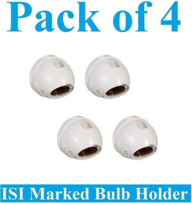 Sauran Pack of 4 Round Angle Bulb Holder for Domestic and Commercial Use (ESP75) Plastic Light Socket(Pack of 4)