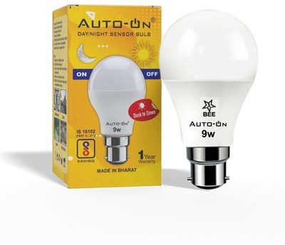 auto-on 9 W Basic Round B22 LED Bulb(White)